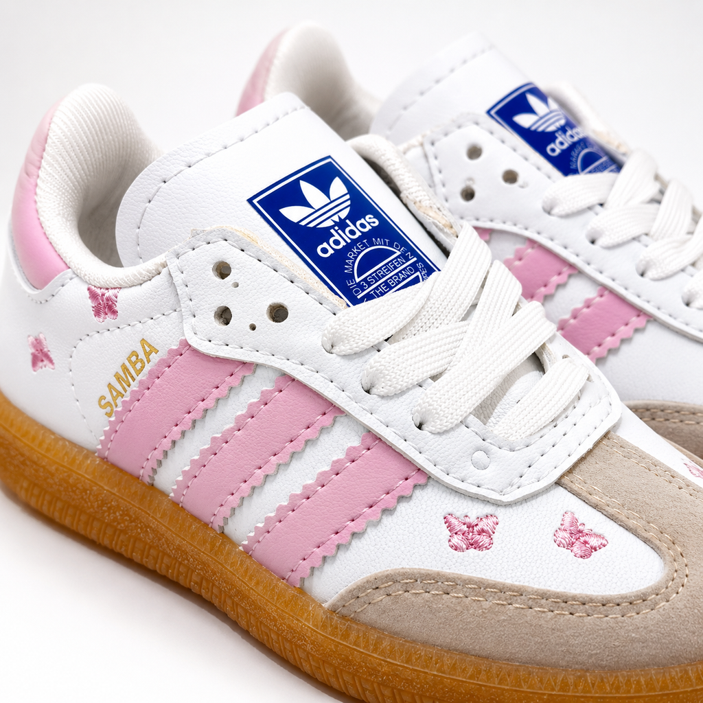 Adidas Samba Bco/Rosa Mariposas